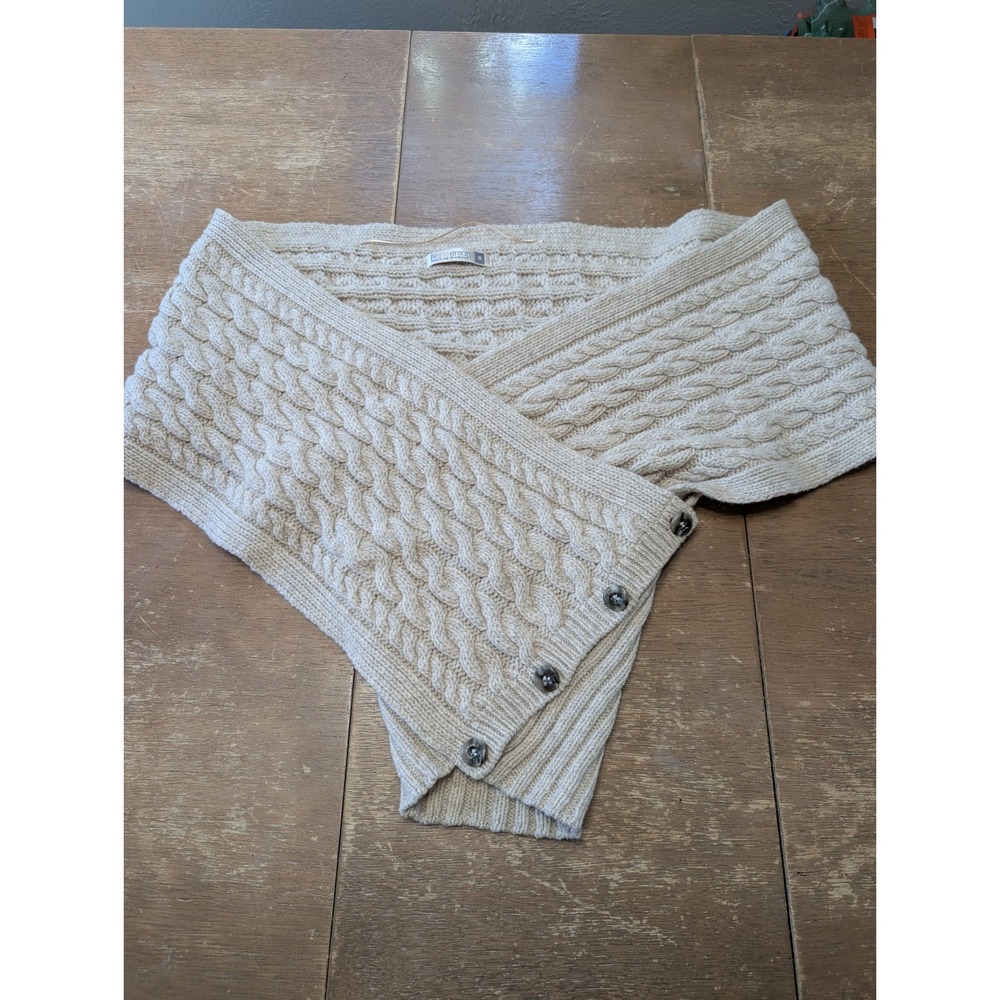 Fisherman Out of Ireland Wool Cashmere Cable Knit Wrap natural small crossover